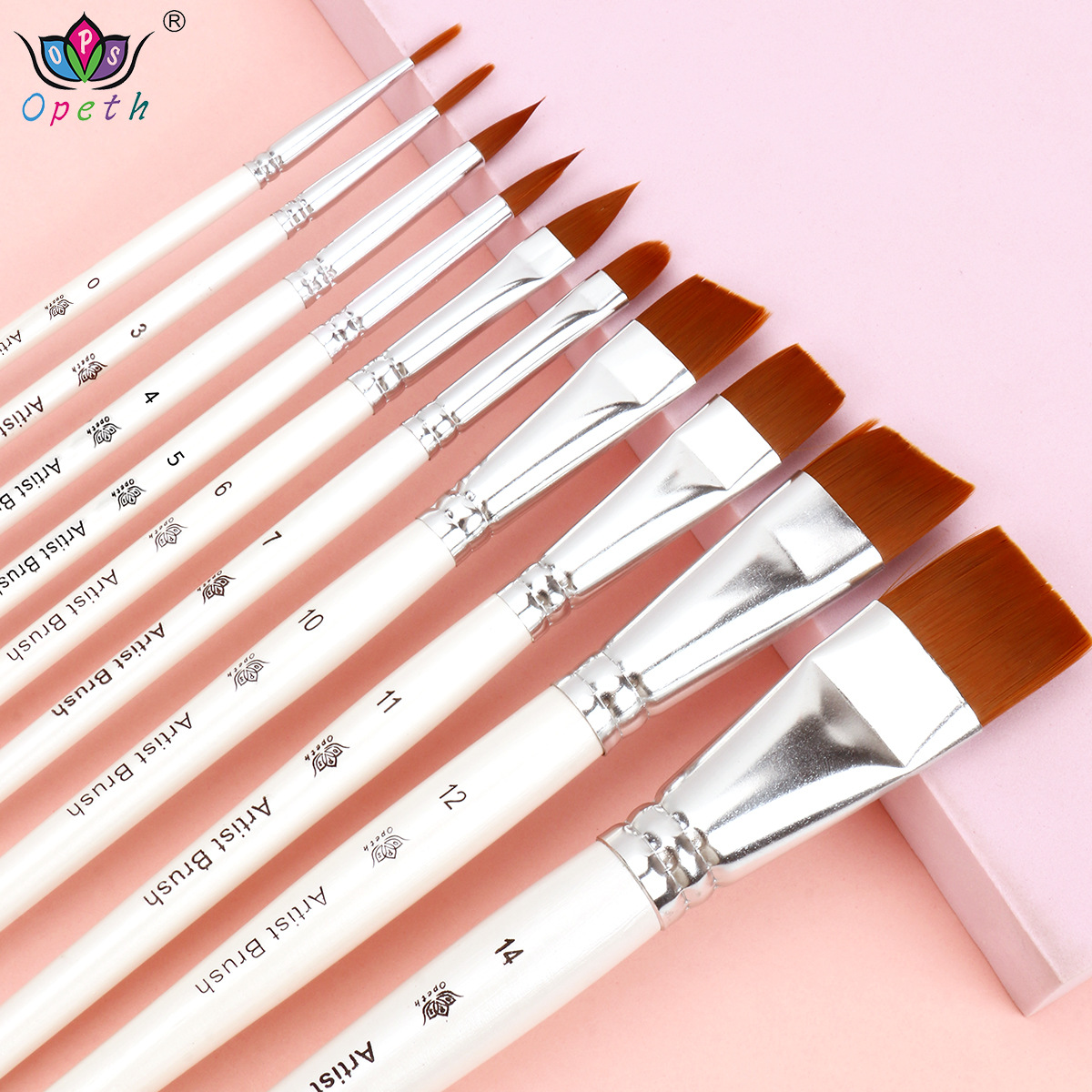 Cross-border 10-piece wooden digital oil painting brush set, art painting outlining brushes, gouache and watercolor brushes, makeup brushes Specification image