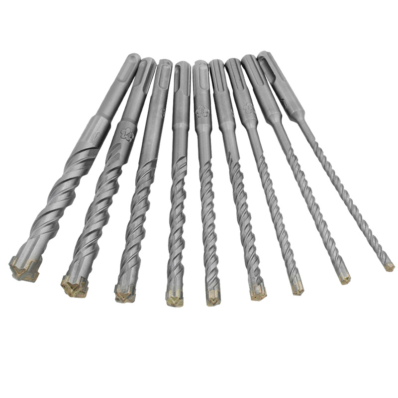Round-handled cross electric hammer drill bit, hard alloy two-pit and two-groove impact drill bit, wall drilling, concrete drilling Item Picture