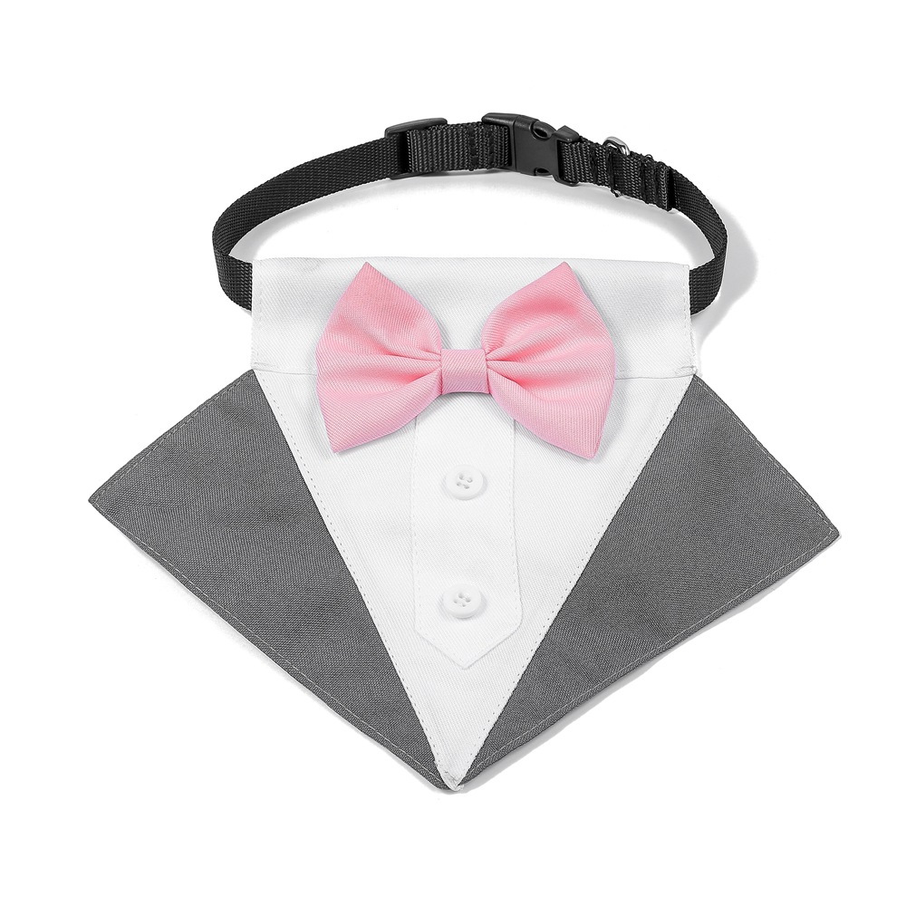 New wedding suit, pet saliva towel, dog collar, pet triangle towel, pet bow tie, wedding suit triangle towel details Picture