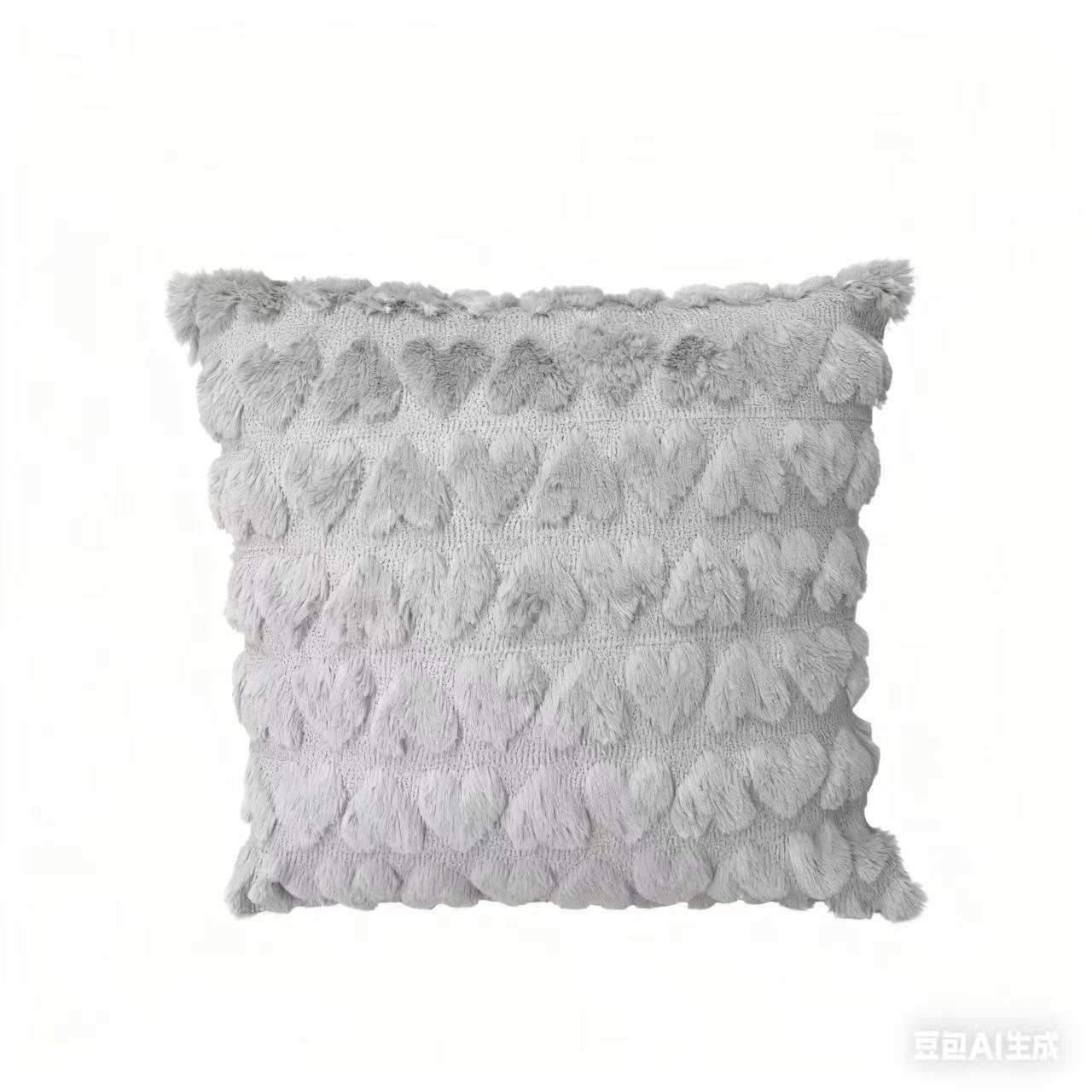 Cross-border snowflake fleece quilted love Valentine's Day solid color plush pillowcase sofa office bedroom decorative cushion Item Picture