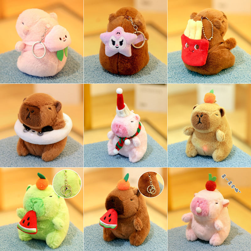 Kapibala plush pendant, water guinea pig keychain, Kneading fun Kapibala plush toy doll