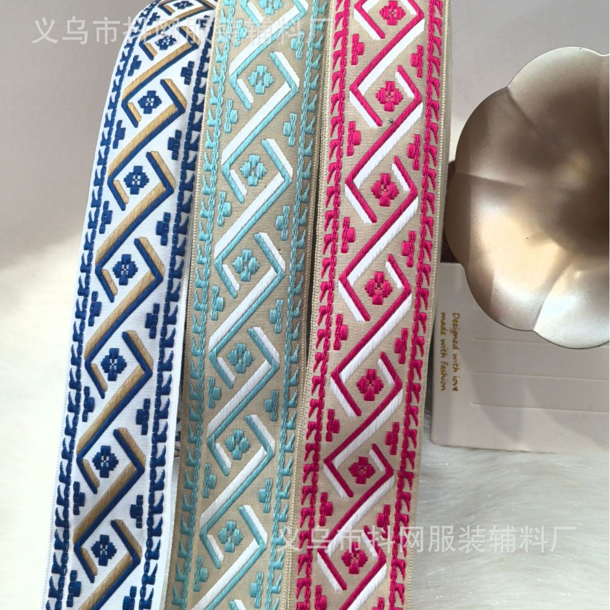 3.8cm diamond-shaped ethnic style jacquard embroidery webbing gift box packaging tape performance costume accessories