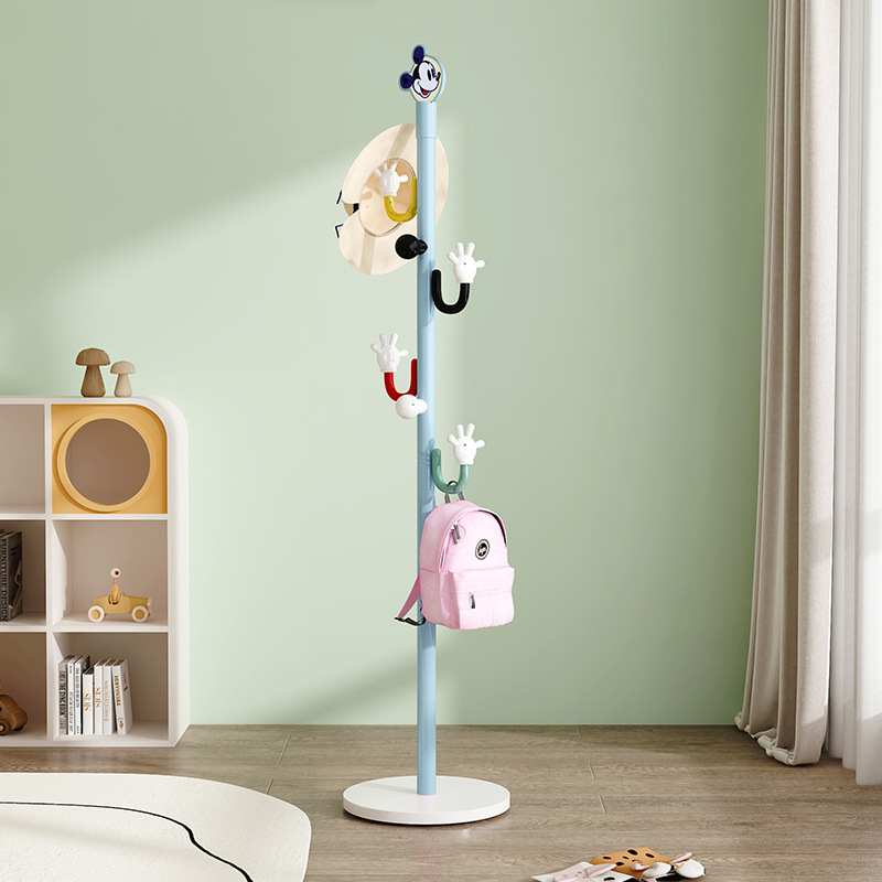 卡通儿童彩色衣帽架简约落地挂衣架立式挂书包衣服架子收纳衣帽架产品图
