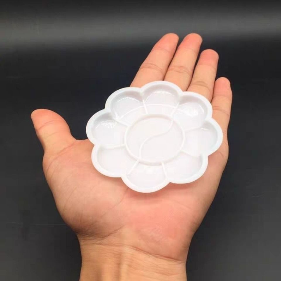 Plum blossom-shaped color palette, high-quality watercolor and gouache color palette, plastic gouache color palette, 10 grids Specification drawing