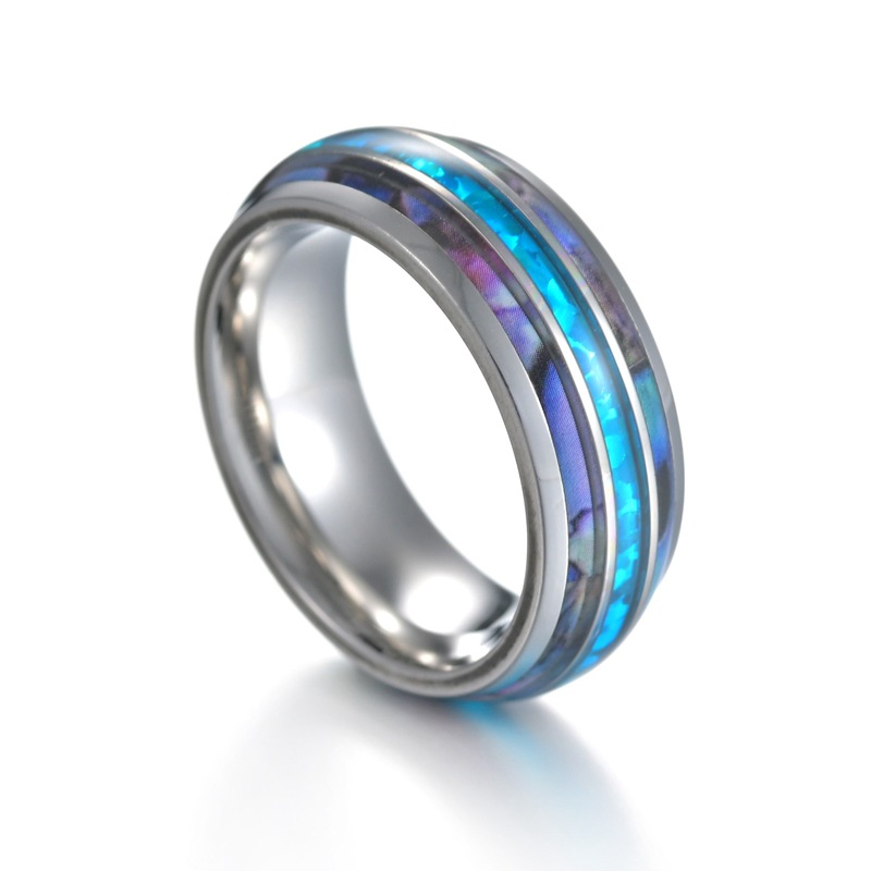 Cross-border Amazon hot-selling shell titanium steel jewelry, imitation Aubao men's titanium steel ring factory jewelry wholesale Item Picture