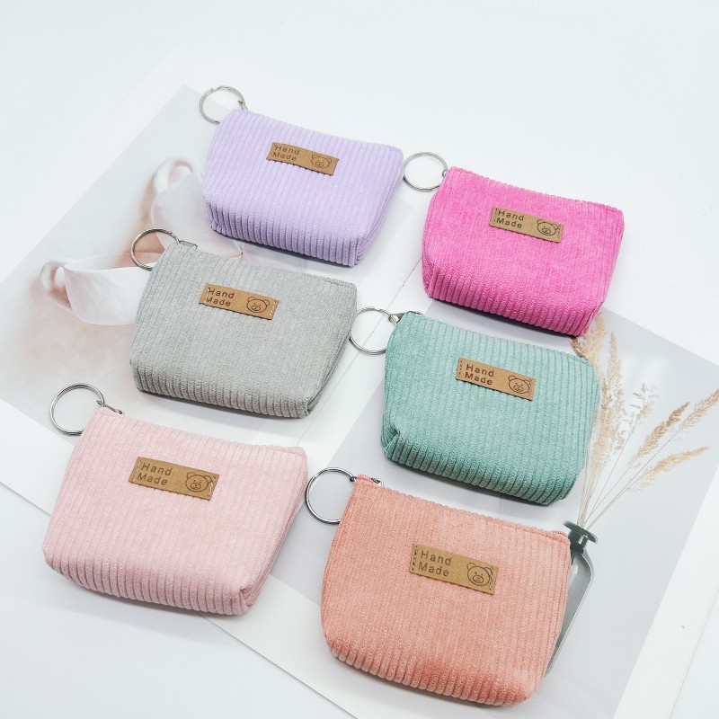 New creative coin purse for women, mini hand-held small wallet, coin case, corduroy key case, student gift full image