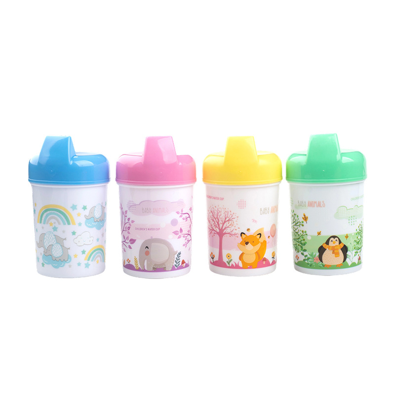 儿童学饮鸭嘴杯防呛设计软硅胶便携宝宝辅食训练杯白底实物图