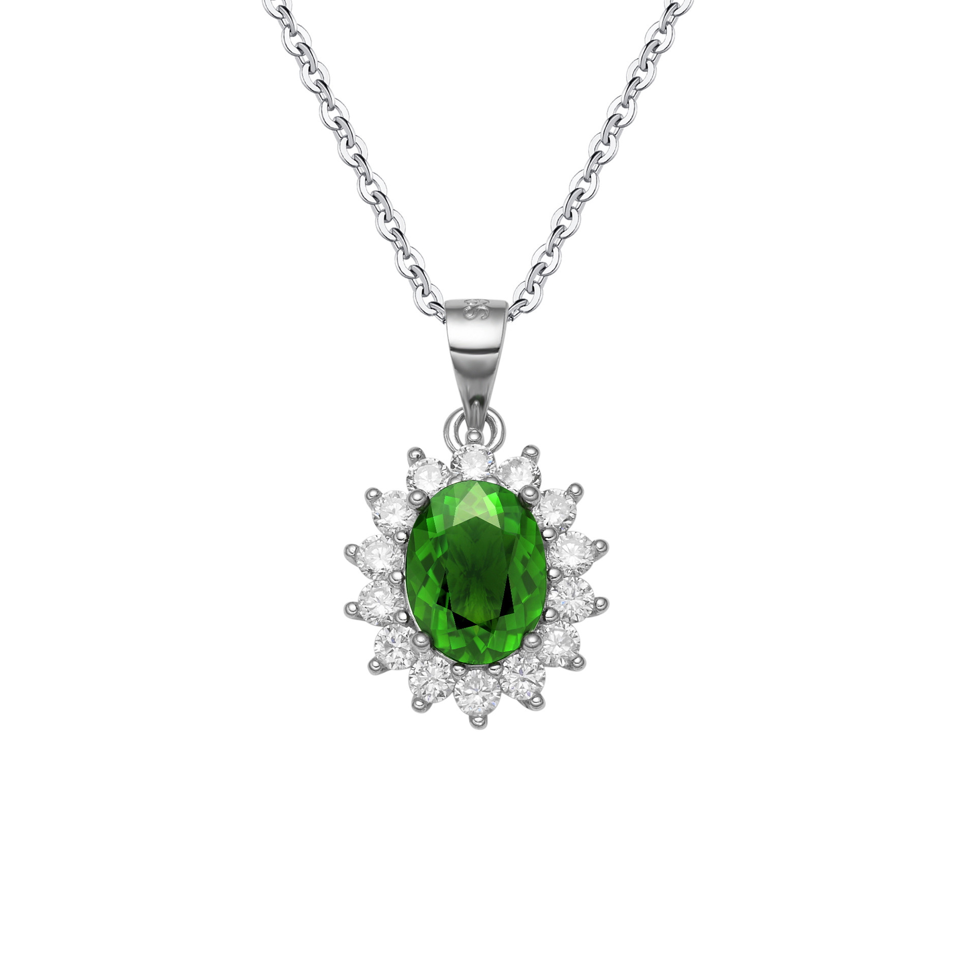 S925 silver-quality emerald jewelry Sunflower Emerald Necklace Women's Light Luxury flower collarbone chain jewelry wholesale Item Picture