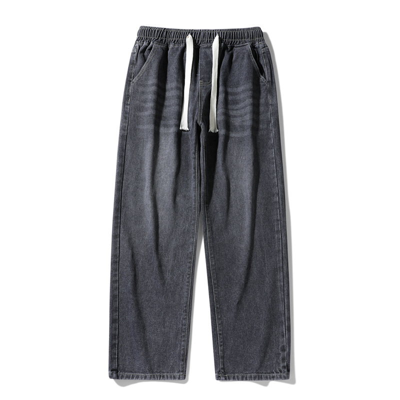 Grey Whale's autumn men's wear: Soft denim men's loose casual trousers, American high street drape wide-leg straight-leg pants Item Picture
