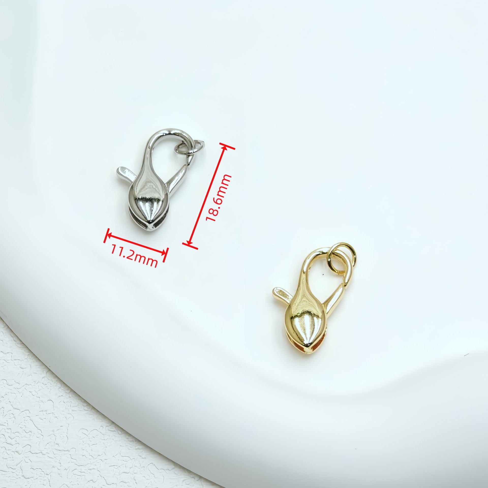 Brass casting, color retention, 18K real gold lobster buckle, rectangular buckle, oval buckle, round buckle, universal buckle, diy decorative buckle details Picture