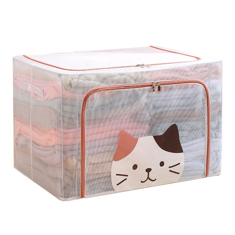 衣服收纳箱装衣物袋衣柜折叠整理箱宿舍柜布艺储物盒百纳箱防尘白底实物图