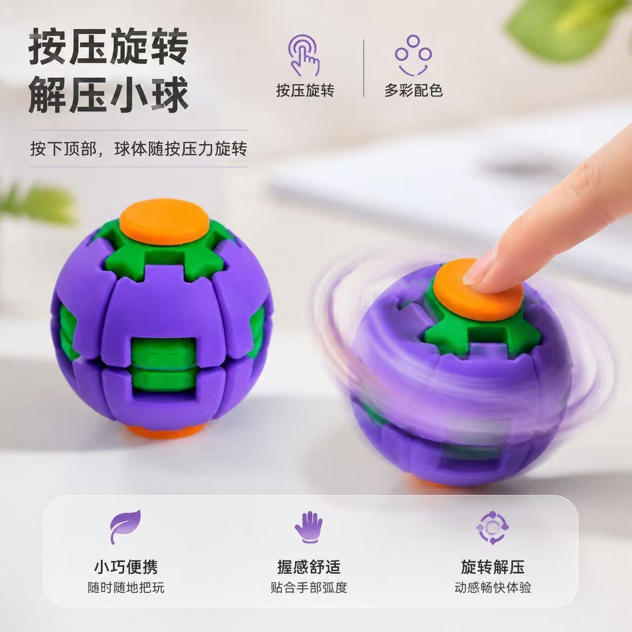 Cross-border stress-relieving ball fingertip button gear ball toy, multi-color vortex three-dimensional pressing rotating fingertip toy, light-emitting rotating gyroscopic ball Application Scenario