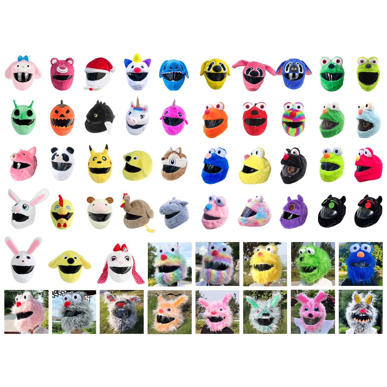 Motorcycle full helmet hood, plush helmet cover, motorcycle helmet cover, funny frog head cover, helmet mask, rider Application Scenario