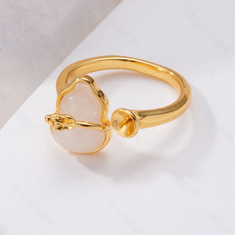 Pearl ring, earneedle pendant, micro-inlaid three-piece set, empty stand, natural stone gourd, oil-dripping crushed shells, DIY gourd element Application Scenario