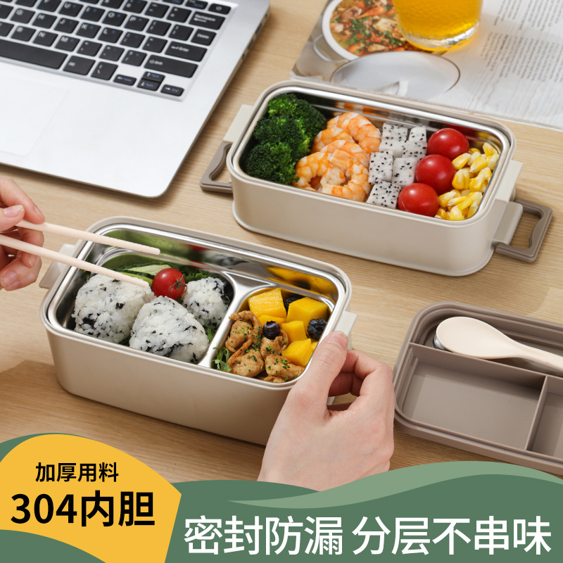 304不锈钢保温饭盒防漏密封学生手提多层便当盒午餐盒微波炉加热产品图