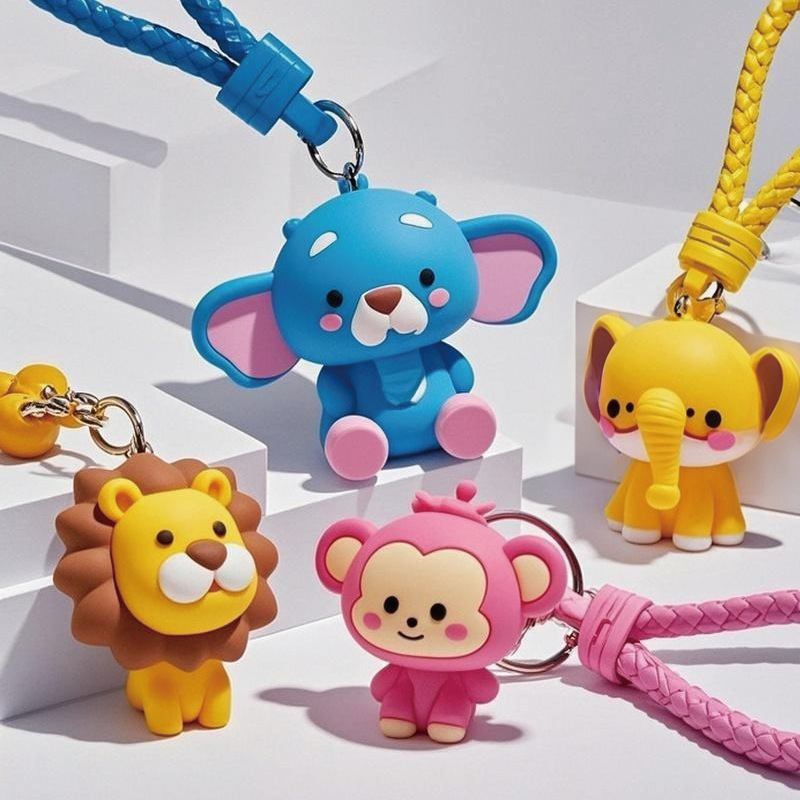 High-end custom cute cartoon mascot keychains, PVC soft rubber silicone decorative keychains, car keys Application Scenario