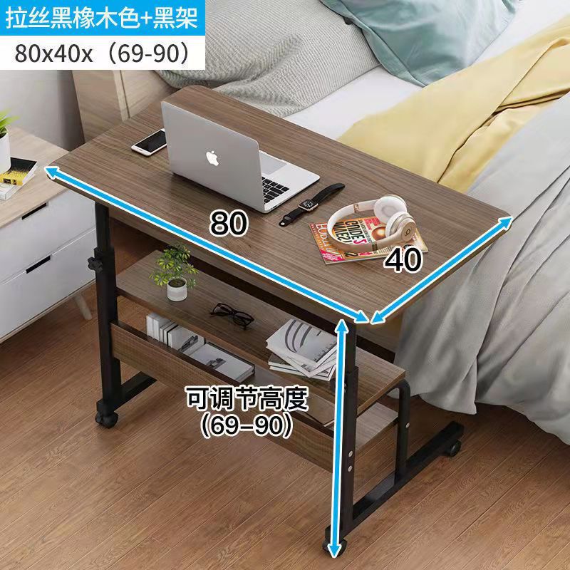 Portable computer desk, laptop, lazy desk, study desk, small bedroom table, height-adjustable table, storage rack, office desk details Picture
