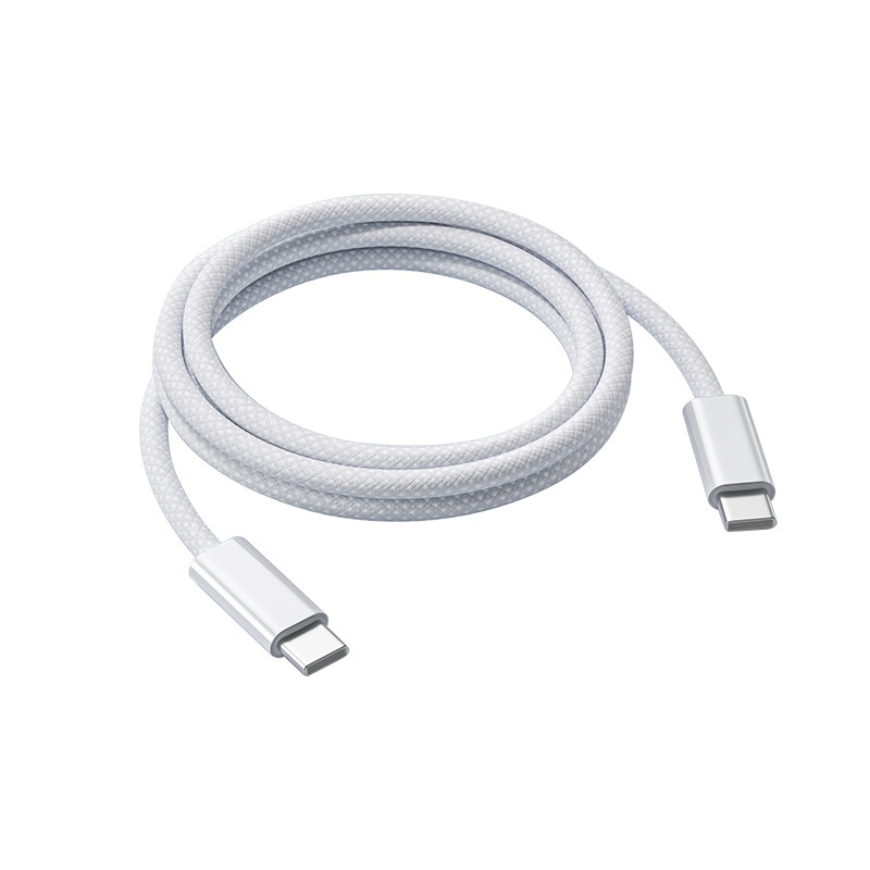 240W双TypeC编织快充数据线PD快充线适用于苹果16/华为iPad充电线白底实物图