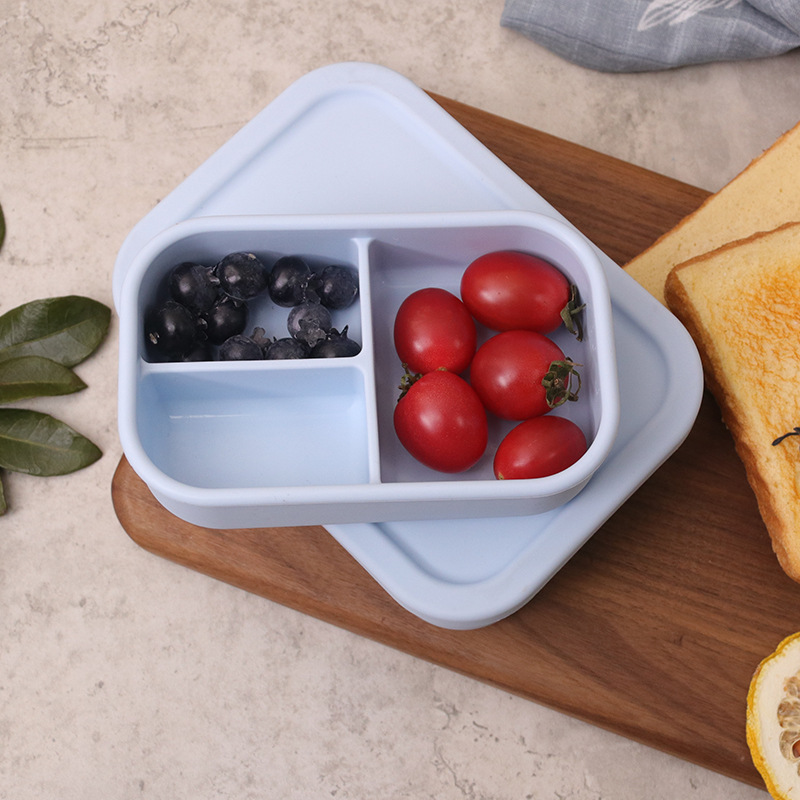 跨境便携饭盒微波炉可用硅胶户外便当盒打包盒厨房冰箱保鲜盒详情图1