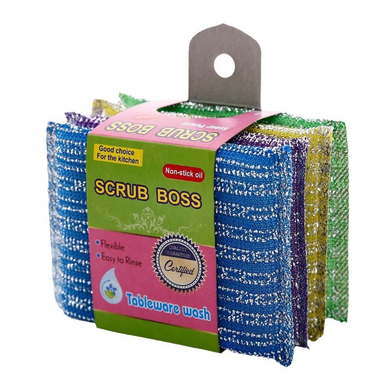 厨房洗碗刷锅神器钢丝海绵擦魔力擦家用抹布去油污洗碗布厨房抹布白底实物图