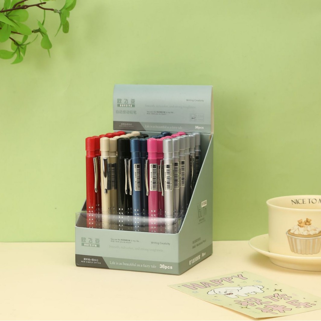 Oufeiya 1314 metal rod weighted office automatic pencil factory direct sales, press pencil wholesale details Picture