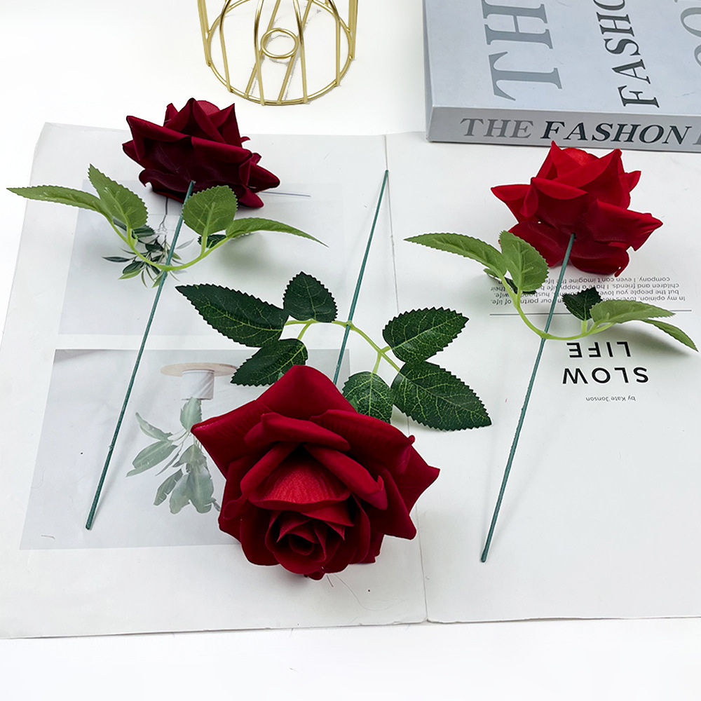 花杆/火把狂欢夜导具/仿真花/仿真花diy发饰/电镀玫瑰花细节图