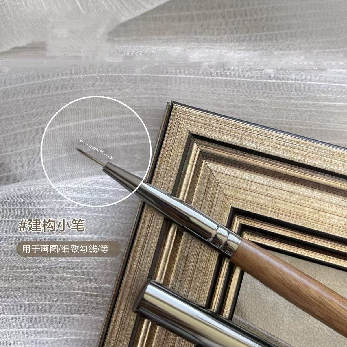 Xiaohongshu Walnut wood high-end complete set of nail art tools, brushes, professional gradient painting and drawstring set details Picture