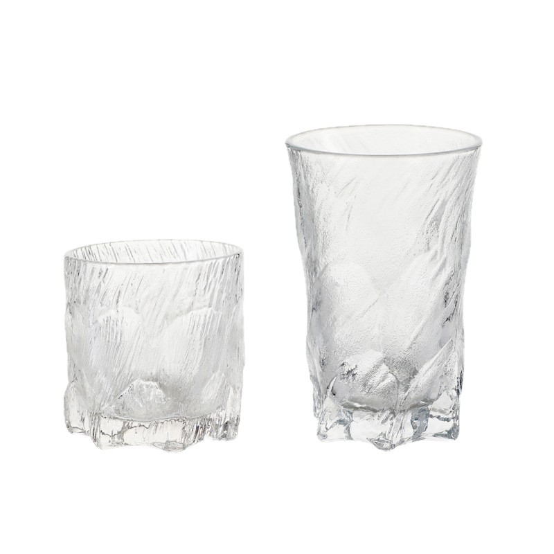Glass cups, water cups, transparent Ins-style wine glasses, glacier pattern juice drink cups, high appearance level, light luxury and high-end feel Item Picture