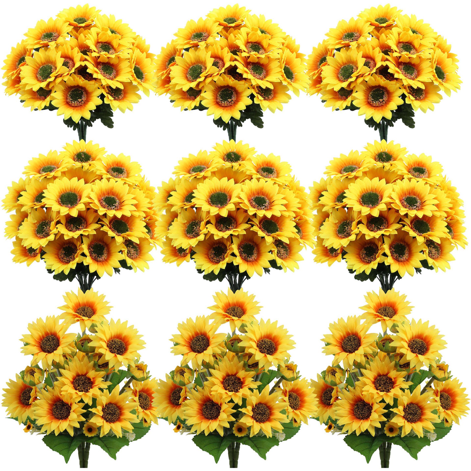 Artificial flowers, flocked sunflowers, bunches, home outdoor wedding decorations, artificial flowers, artificial flowers and green plants wholesale Item Picture