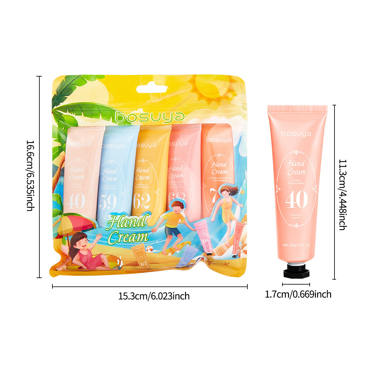【OEM Factory Processing and Customization 】 5-pack hand cream with lingering fragrance, hydrating, moisturizing and nourishing hands, reducing hand wrinkles Item Picture