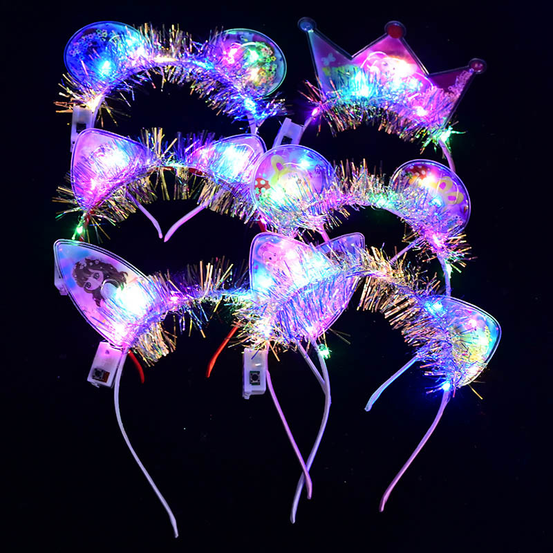 LED flashing sand headwear, kindergarten performance accessories, Valentine's Day street stall toys, glowing ear headbands Specification image