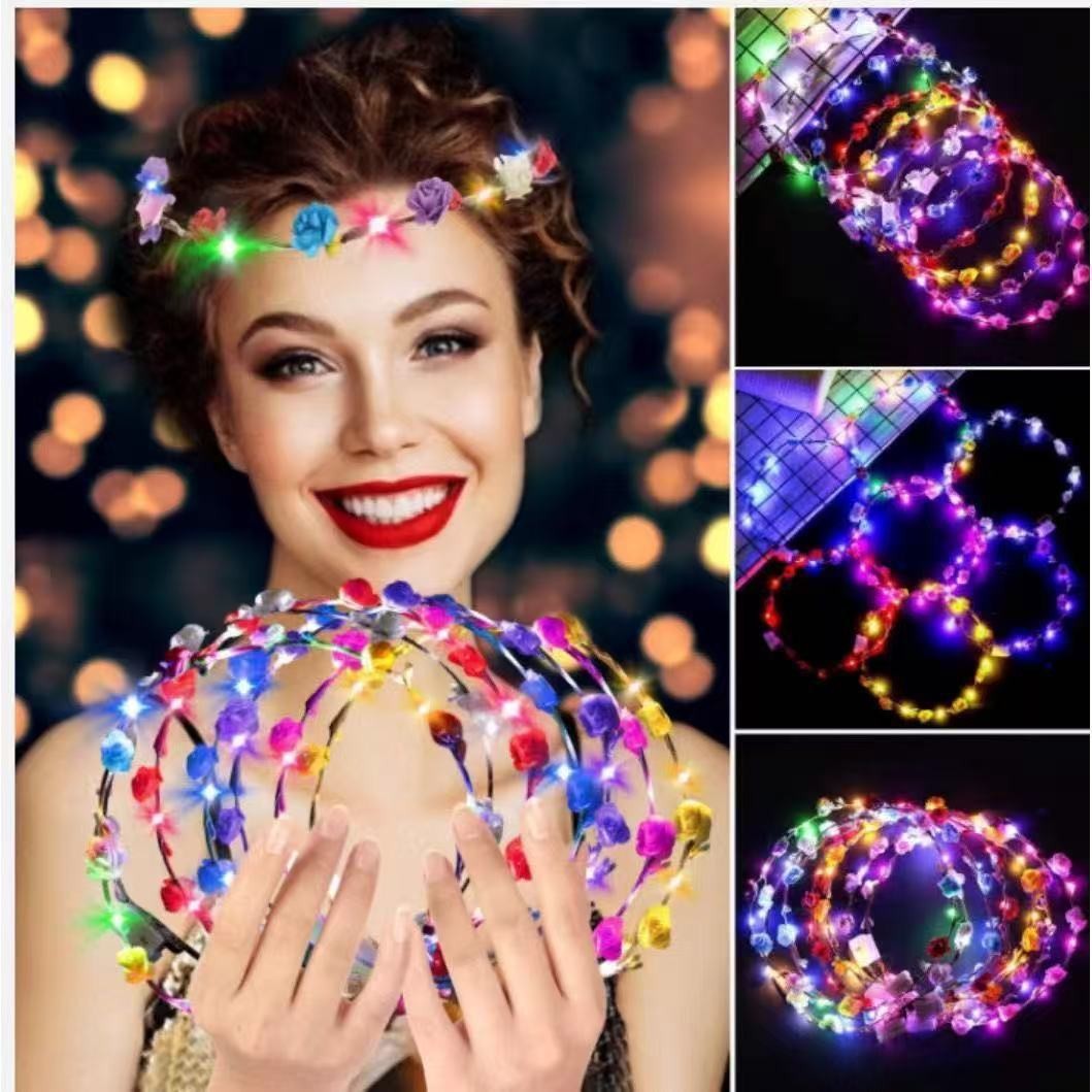 10-light flashing garland, rattan headwear, led light, bride's seaside garland headwear, floor garland wholesale toys