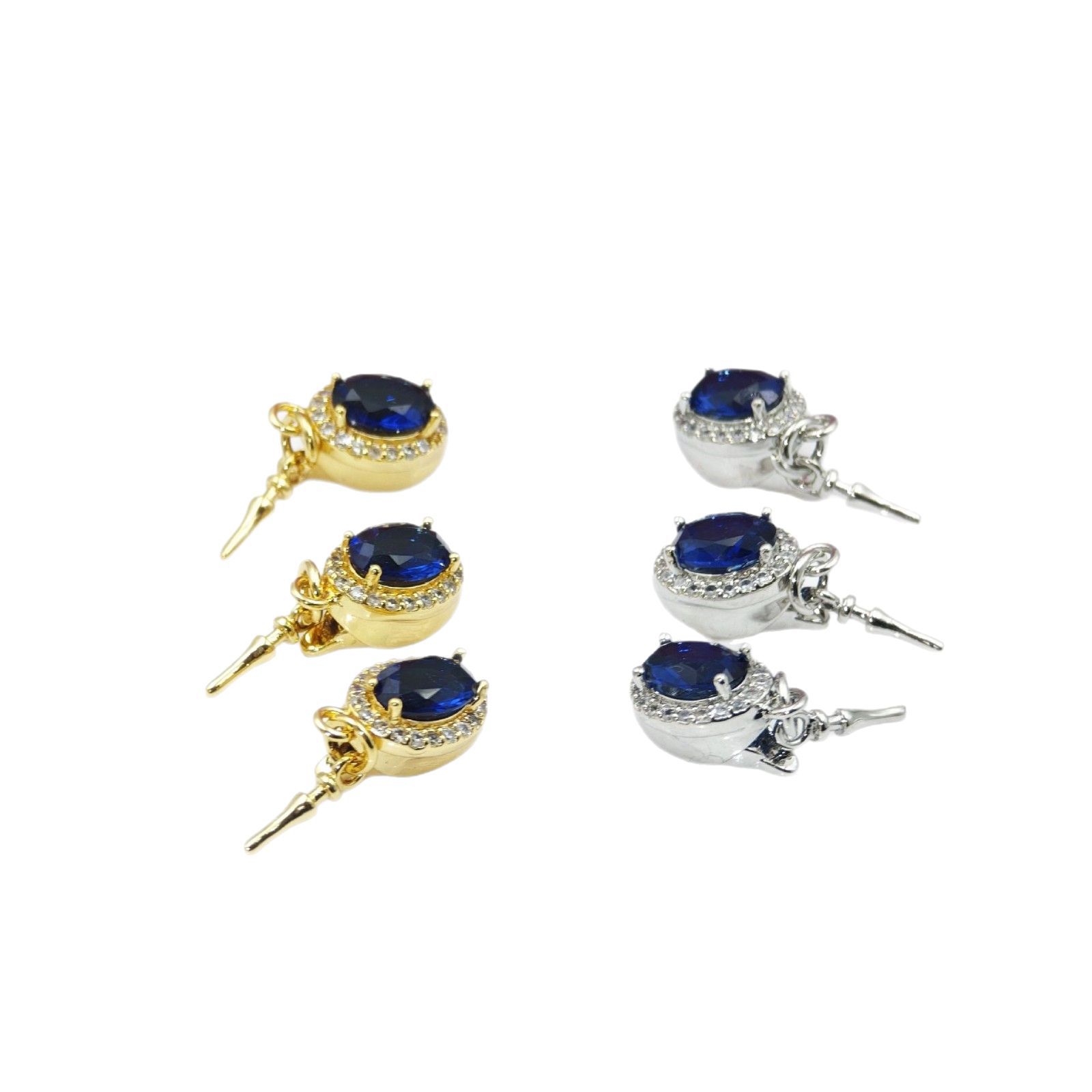 Pearl necklace, ingot clasp, sapphire micro-setting, diy accessory, handcrafted finish, connecting clasp, bracelet, stick, press clasp Item Picture