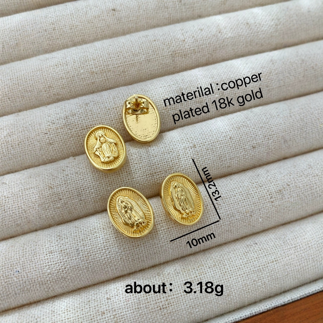 Wholesale of classic and versatile European and American fashionable new Virgin metal glossy stud earrings Specification image