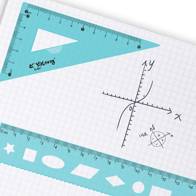 Yalong Cross-border wholesale flexible rulers, student stationery, geometric rulers 15 cm, plastic in multiple sizes, 4 pieces ruler sleeves Application Scenario