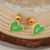 Cross-border new copper 18K gold oiled heart-shaped retro stud earrings, INS simple and niche retro earrings for women wholesale details Picture