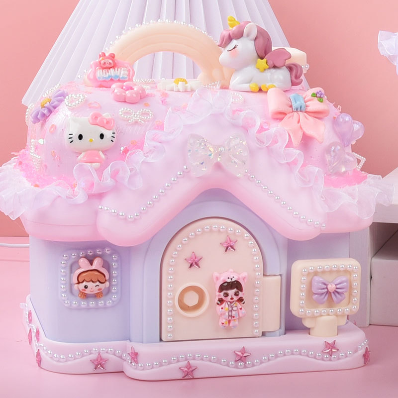 New Wish House piggy bank, children's diy handmade material package, cream glue tabletop, house storage box