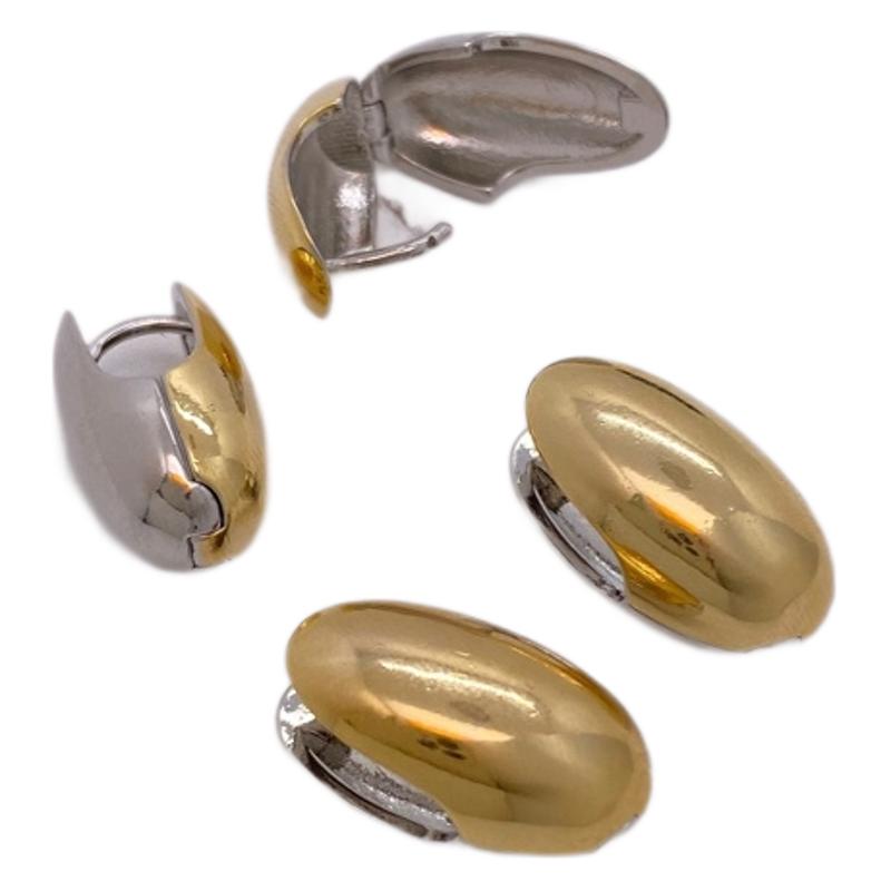 European and American style popular two-tone gold earrings, 18K gold electroplated, fashionable, simple and elegant earrings for women Item Picture