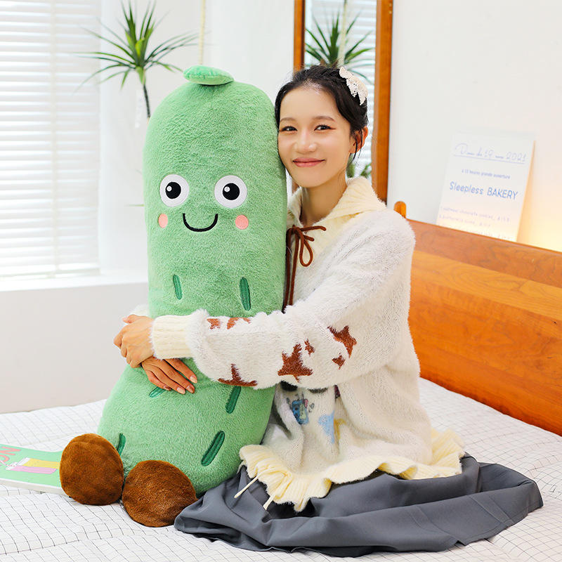 New cute and adorable cucumber throw pillow, plush toy, long strip throw pillow, bed decoration, birthday gift for children and girls Application Scenario