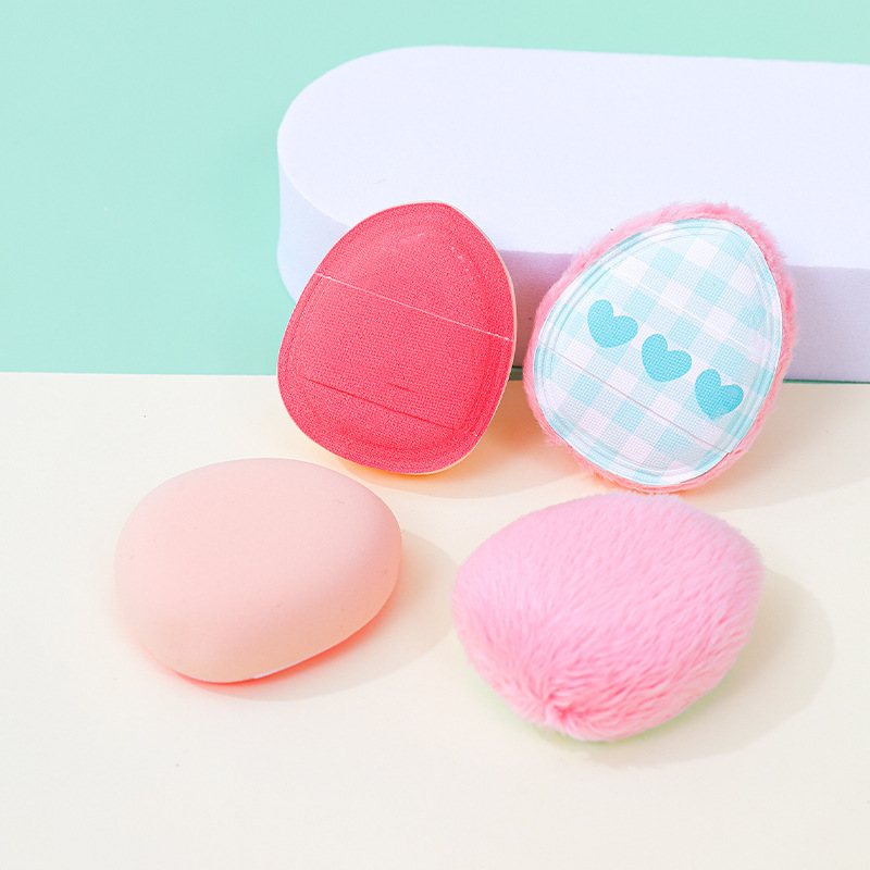 工厂定制棉花糖手指粉扑聚氨酯干湿两用拇指形植绒散粉气垫不吃粉产品图