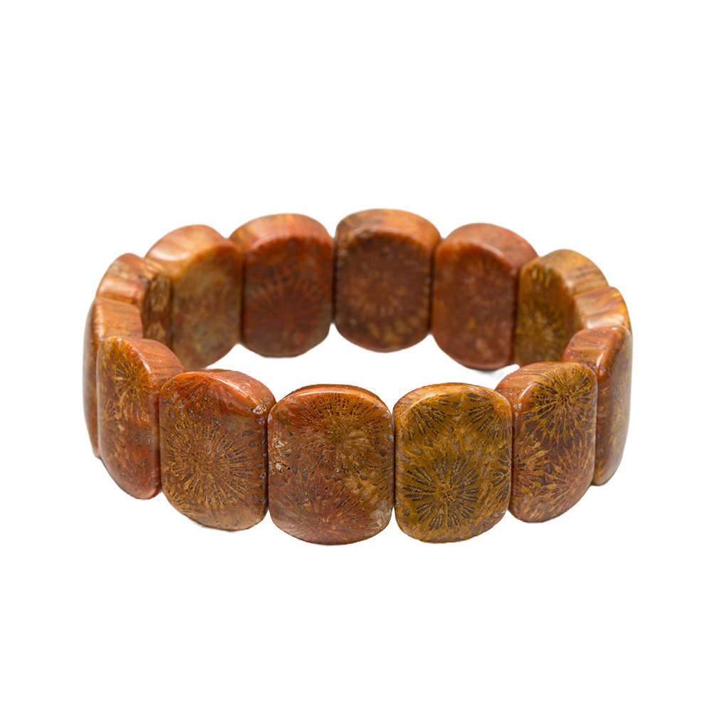 Natural ágata coral jade crisantemo piedra de mano marca jade pulsera unisex pulsera de mano de piezas pequeñas venta directa de fábrica details Picture