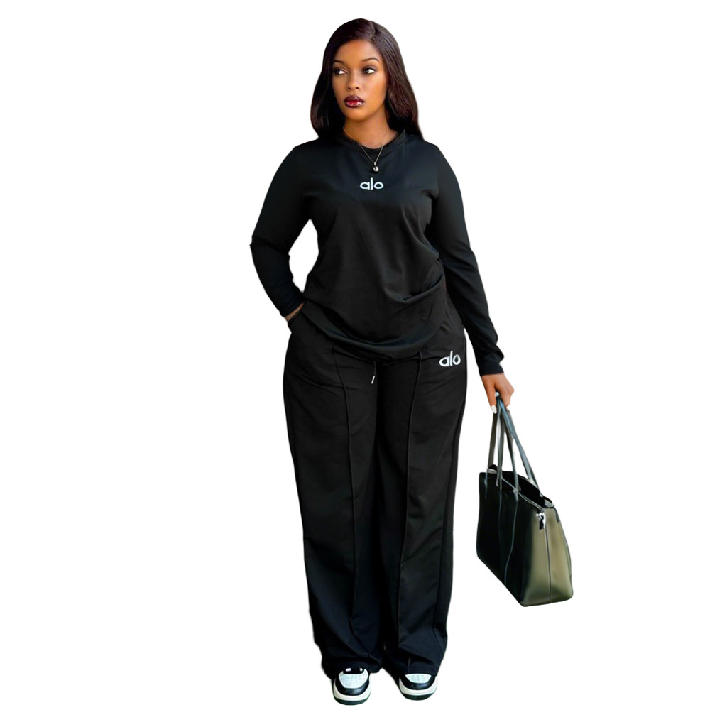 DD0159 European and American women's Cross-border Autumn and winter new alo Fashion Casual Style Versatile Set Wide-leg Two-piece set details Picture