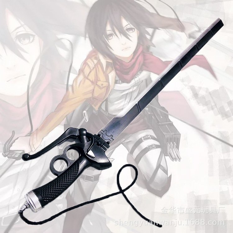 "Attack on Titan cosplay prop Eren Mikasa Double Sword PU rubber anime sword and weapon model gun sword.