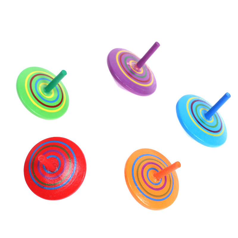 Wooden small gyroscope desktop stress-relieving wooden toy rainbow small gyroscope promotional small gift manufacturer wholesale details Picture