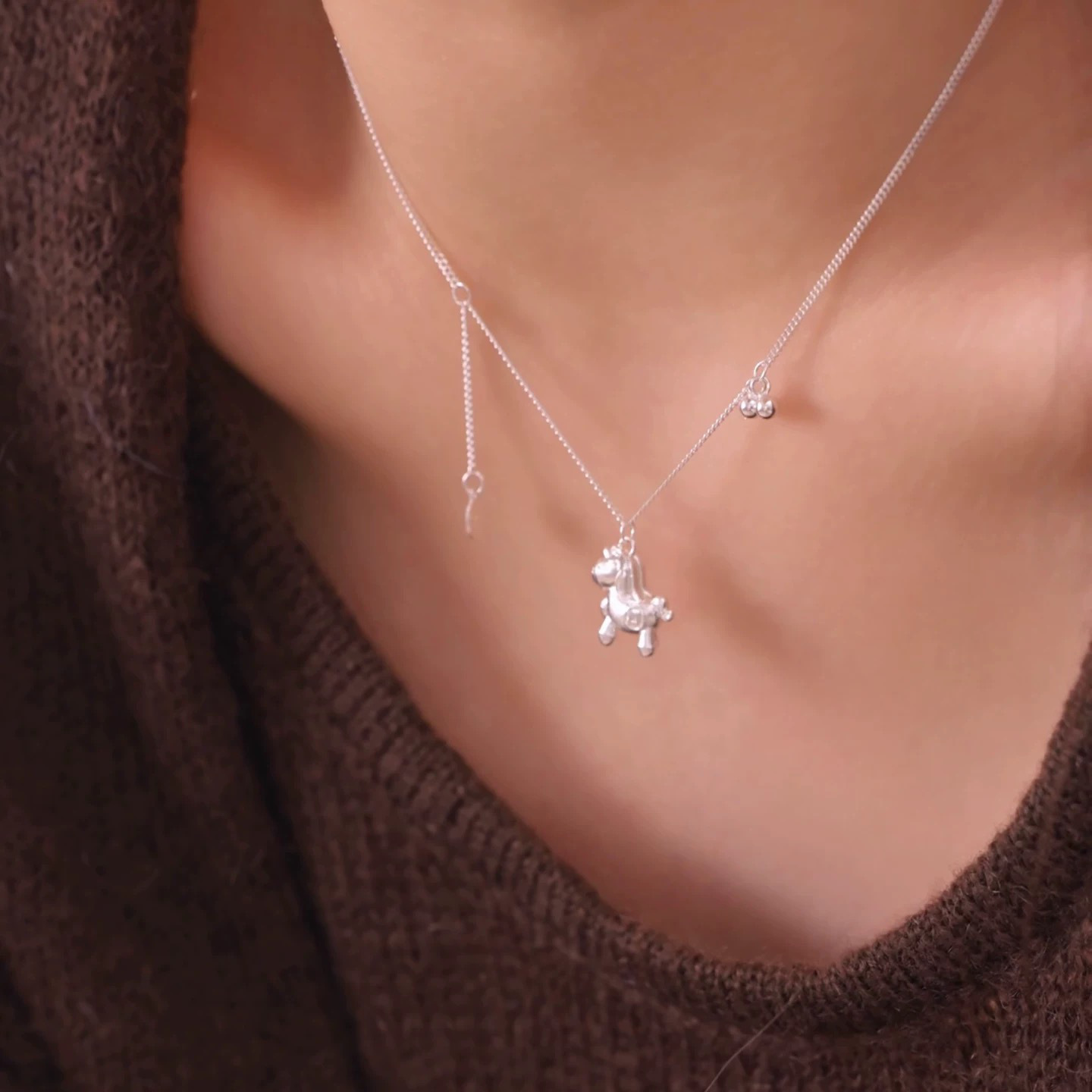 S925 pure silver 12.15 Money necklace for women, fashionable, elegant and high-end. It's a collarbone chain for the Year of the Horse and one's zodiac year Item Picture