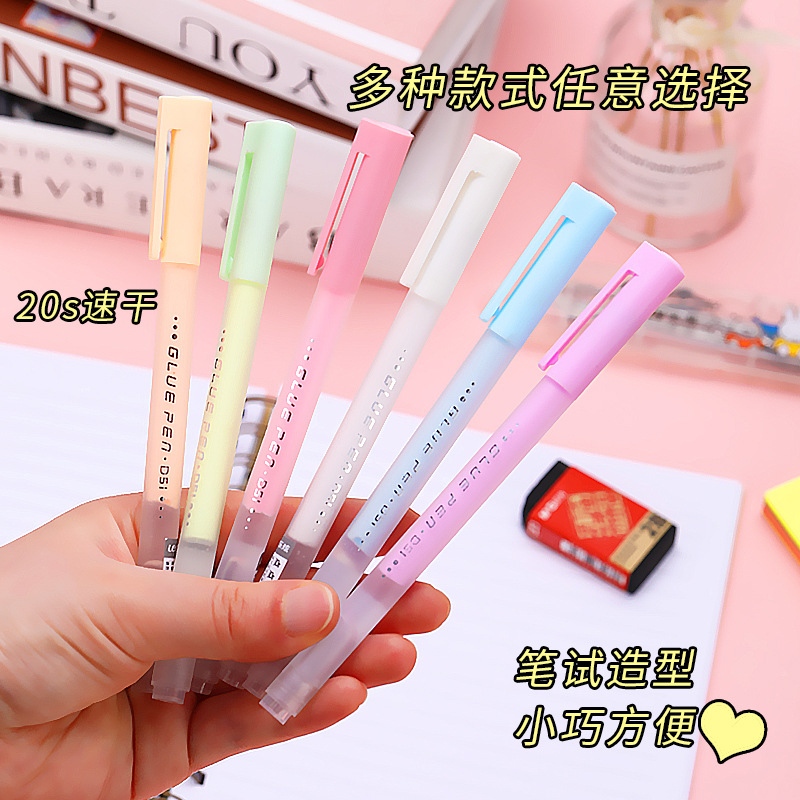 Wholesale of dot glue, notebook tape, pen-shaped dot glue, children's hand-made quick-drying glue, student creative colored dot glue pens details Picture