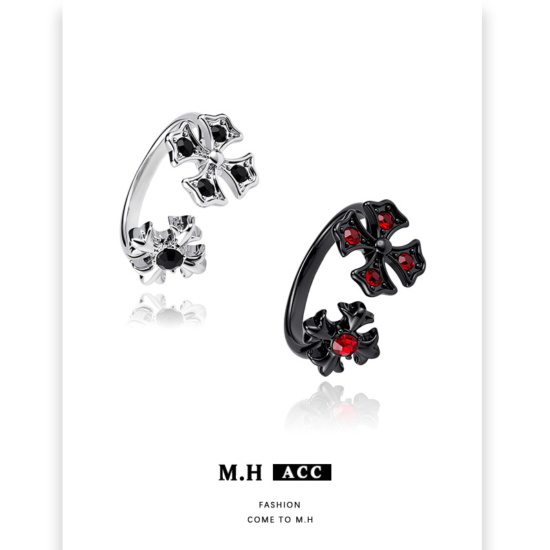 Retro dark Gothic style night starlight ring for women, a light luxury and high-end design, original ins ring