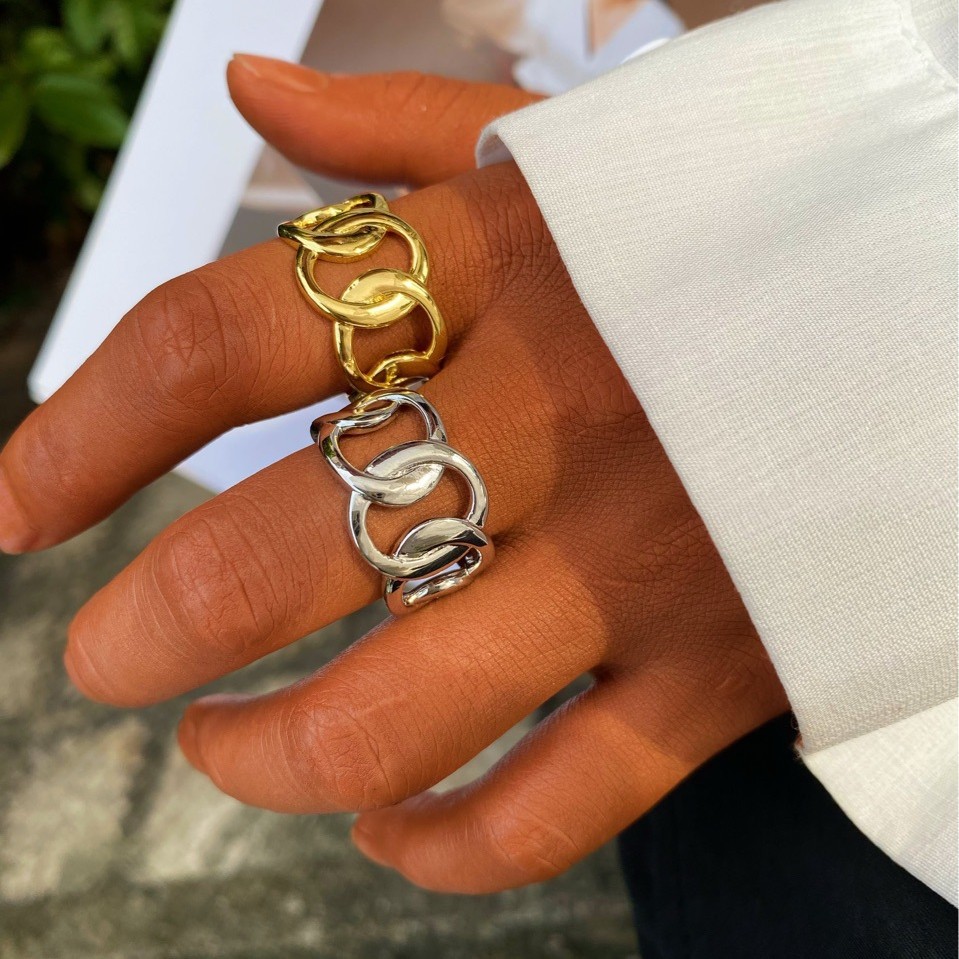 Wholesale of European and American fashion cross-border personality cold style, versatile circle ring wide face bracelet set manufacturer