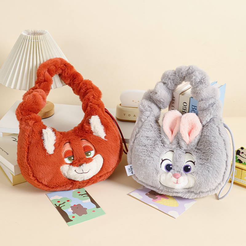 Zootopia Disney Judi Nick plush toy armpit bag, Fox Nick doll shoulder bag