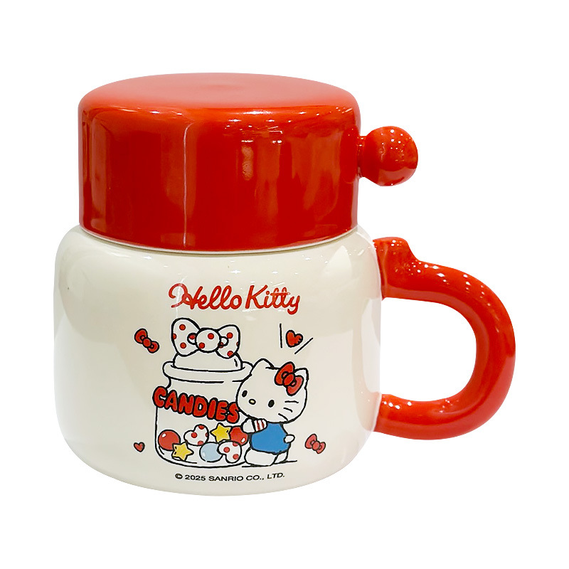 hellokitty water cup, women's household mug, high appearance level, cute covered cup, ceramic office Item Picture